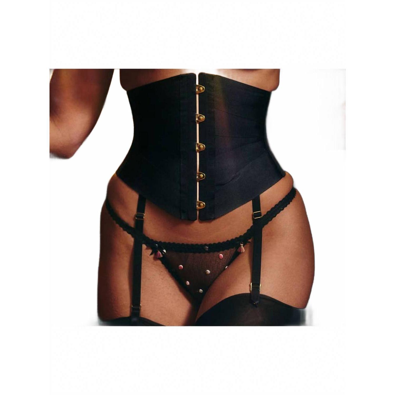 New Faire Jet Luxe Ribbon Corset In Black